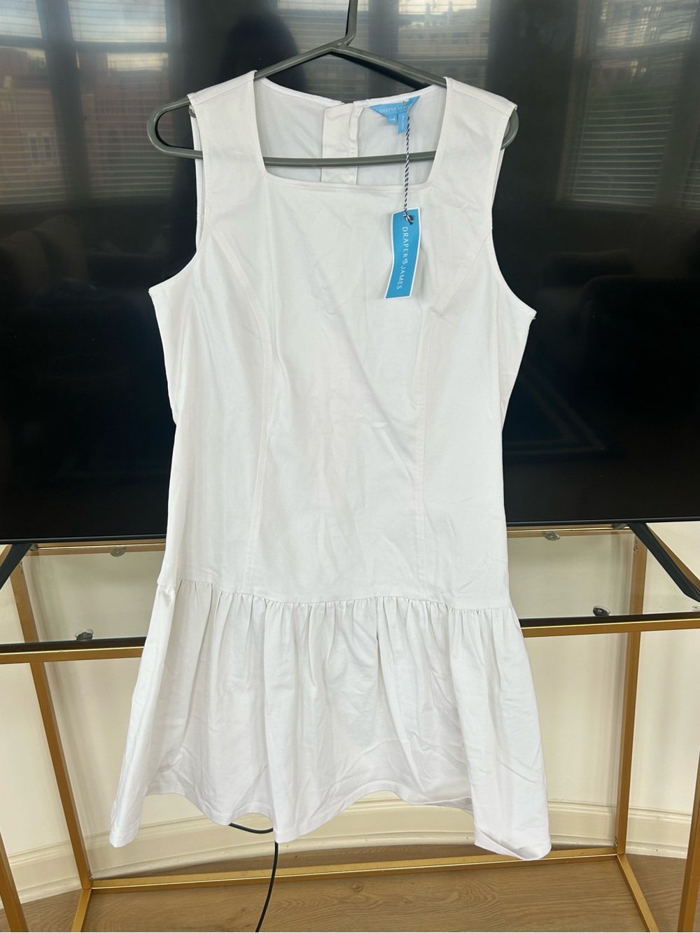Draper James White Sleeveless Drop-Waist Girls Dress with Blue Tag